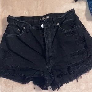 High-waisted black shorts